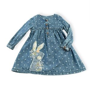 Mothercare Chambray Bunny Rabbit Dress, Size 4-5 Years